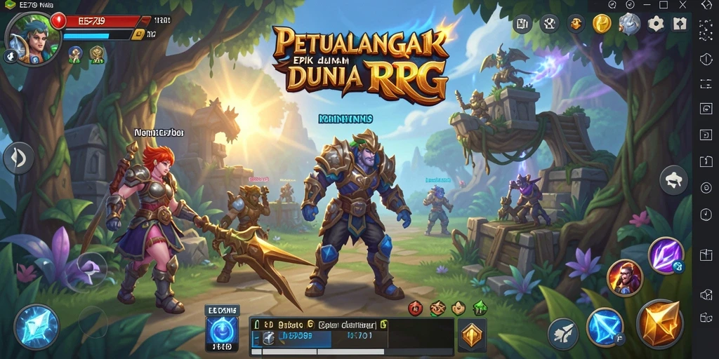 Tampilan gameplay EE789 yang menampilkan pertarungan epik dan eksplorasi dunia.
