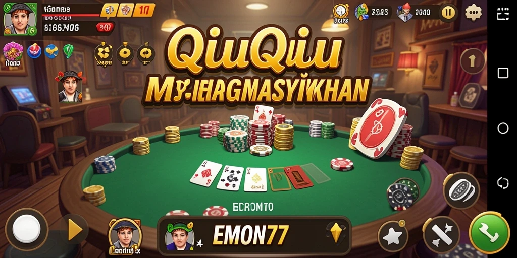 Screenshot gameplay EMON77 yang menampilkan serunya bermain QiuQiu.