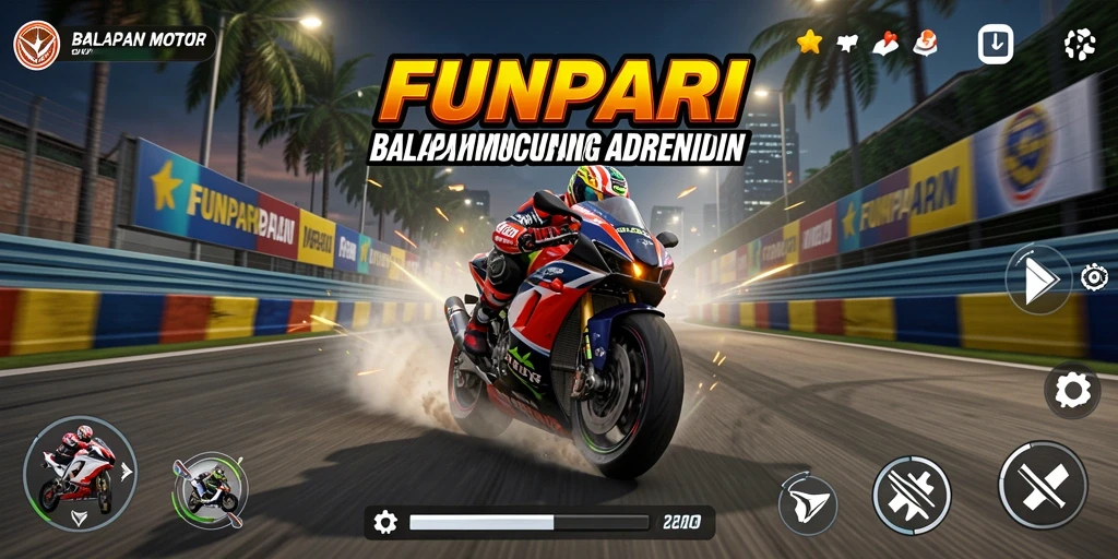 Gameplay menarik dan seru di balapan motor FUNPARI.