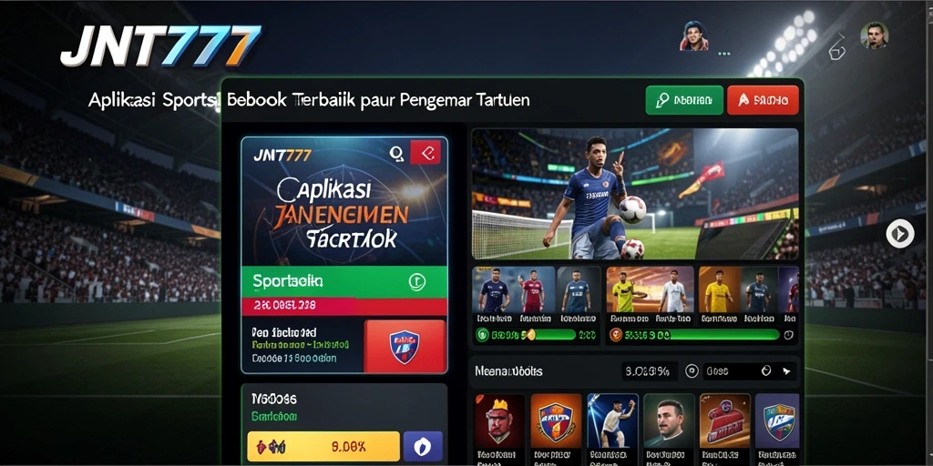Tampilan antarmuka pengguna JNT777 yang memukau dalam kategori Sportsbook.