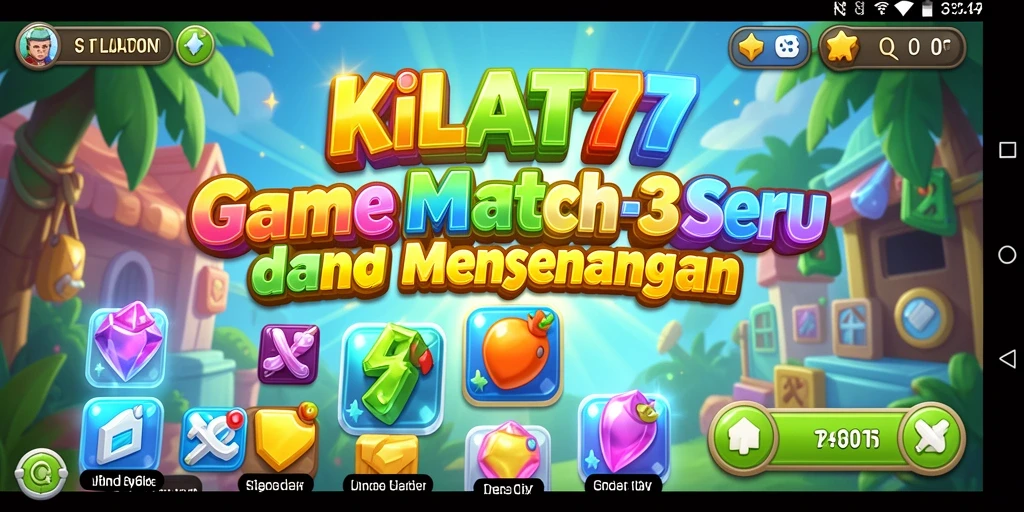 Screenshot gameplay KILAT77 yang menampilkan level Match-3 yang menarik.