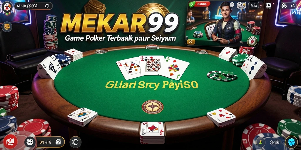 Tampilan utama gameplay MEKAR99 dengan aksi seru permainan Poker.