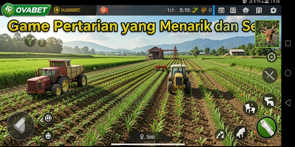 Screenshot gameplay OVABET yang menunjukkan aktivitas bertani yang seru.