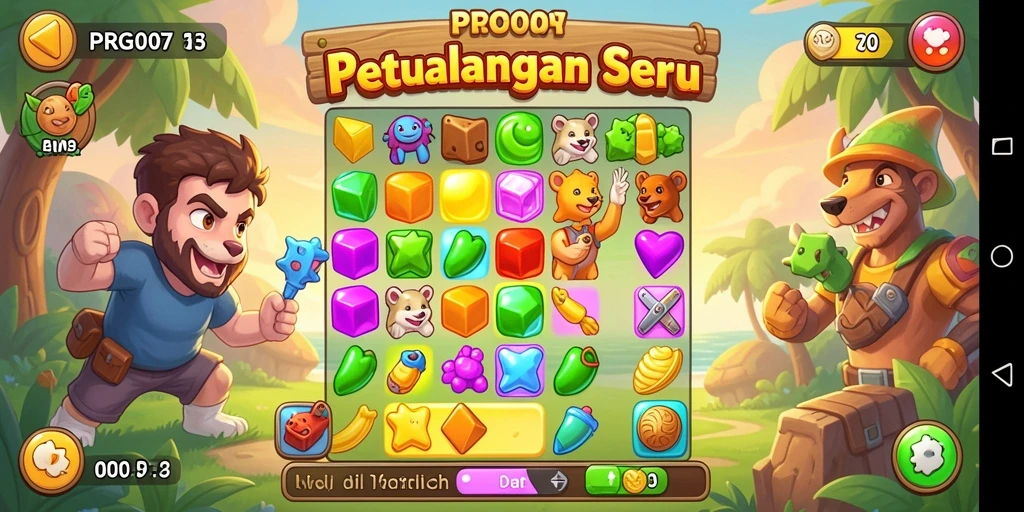 Screenshot gameplay PRG007 yang menampilkan keseruan mencocokkan item.
