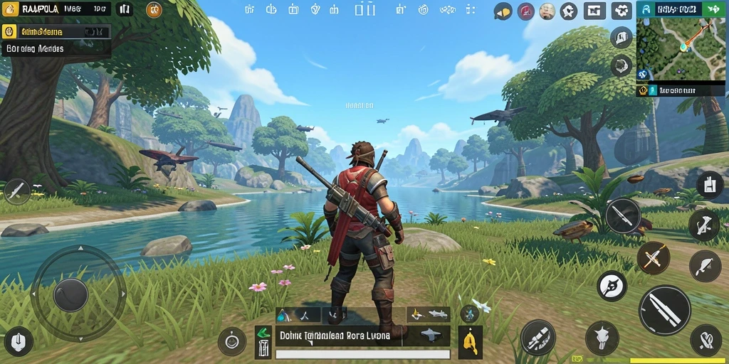 Screenshot menunjukkan pemain menjelajahi dunia terbuka RAJAPOLA.