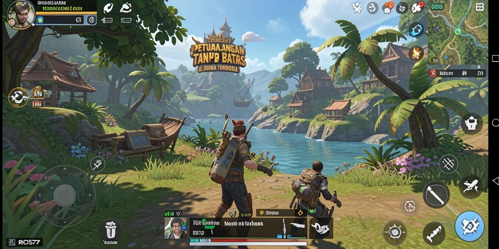Gameplay RICIS77 yang menampilkan eksplorasi dunia terbuka yang luas.