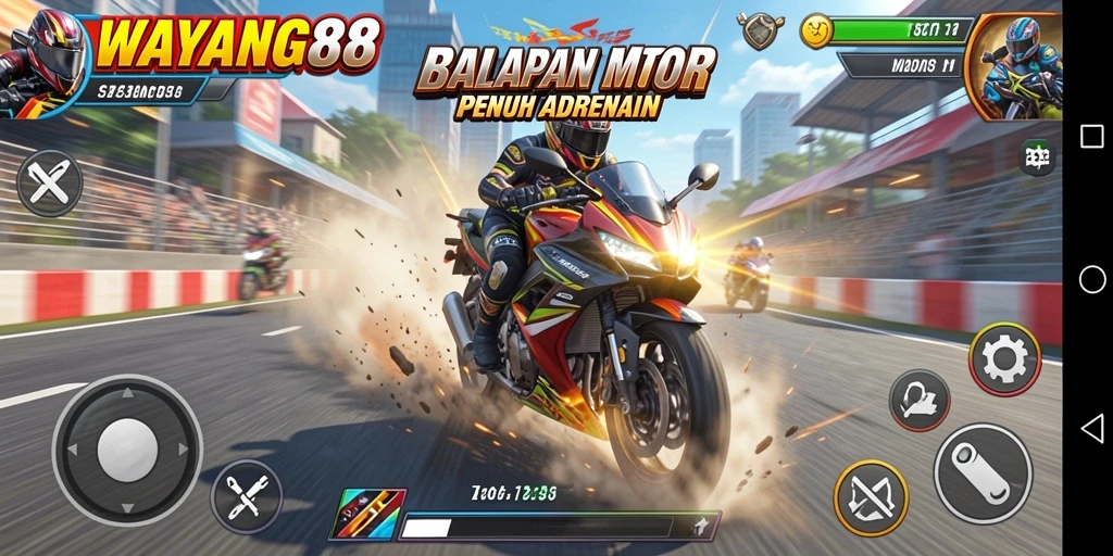 Gameplay balapan motor seru dan mendebarkan di WAYANG88.