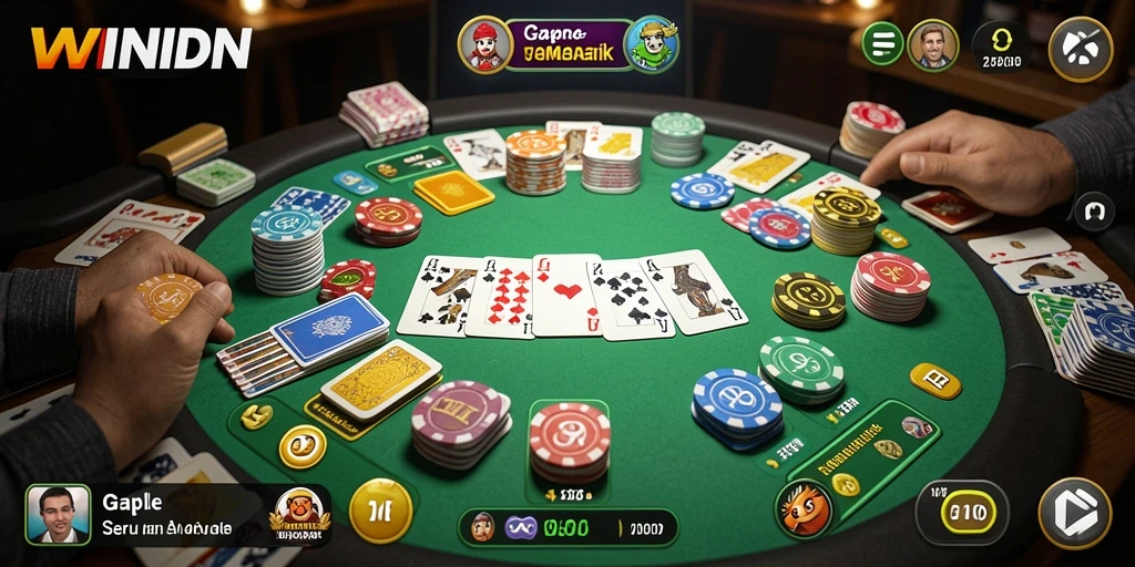 Screenshot gameplay Gaple di WINIDN yang seru dan interaktif.