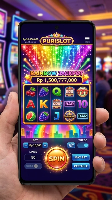 Tampilan antarmuka aplikasi purislot yang sederhana dan menarik.